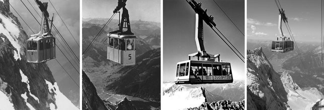 Historische Aufnahmen Tiroler Zugspitzbahn Gondeln