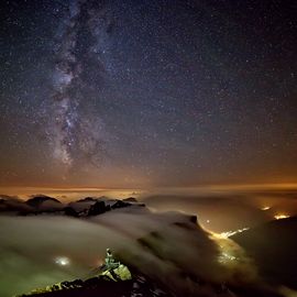 Zugspitze Nachtbild mit Sternen